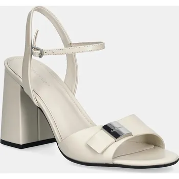 Dámské sandále Nubukové sandály Calvin Klein HEEL SANDAL 85 W/CK HW - LTH HW0HW02485 béžová 01X, EUR 40