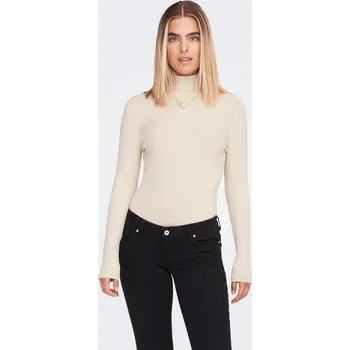 Dámské oblečení Béžový dámský žebrovaný rolák ONLY Karol - Dámské Only krémová 2438147