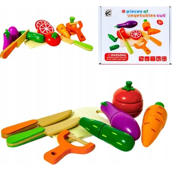 Dřevěná hračka Dřevěná zelenina sada na krájení s prkénkem a nože