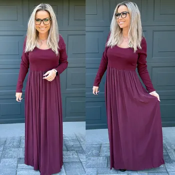 Dámské šaty Dlouhé šaty s rukávem CLAUDIE Barva: Bordó