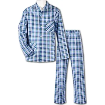 Pánské pyžamo Luiz Flanelové pánské pyžamo Jirka kostka modré Barva: Modrá, Velikost: 48