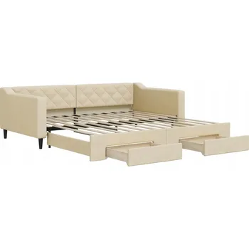 Pohovka Krémová pohovka s funkcí spaní 223 x 110 x 67 cm, 2 zásuvky