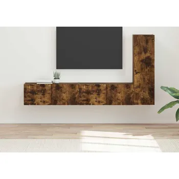 Obývací stěna vidaXL Sestava TV skříněk Nástěnný 3 pcs Kouřový dub kompozitní dřevo [3408993]