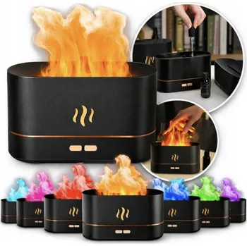 Zvlhčovač vzduchu ZVHLČOVAČ VZDUCHU DIFUZÉR VŮNĚ SPA EFEKT PLAMENE AROMATERAPIE + OLEJE