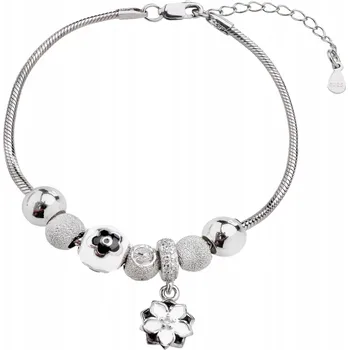 Náramek DÁMSKÝ STŘÍBRNÝ NÁRAMEK MODULÁRNÍ CHARMS KORÁLKY