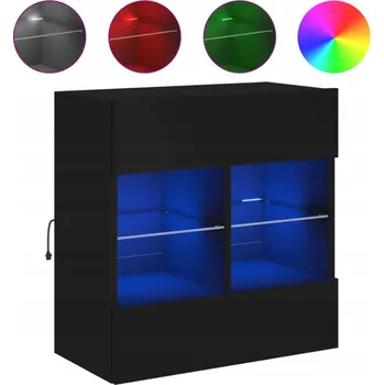 Televizní stolek Závěsná RTV skříňka s RGB LED osvětlením, černá, 58,5 x 30 x 60,5 cm