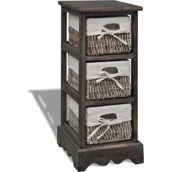 regál Regál se 3 policemi a košíky, dřevo paulovnie, hnědý, 25x28x58 cm
