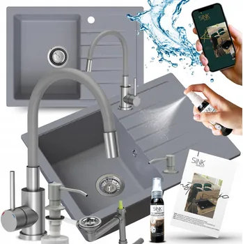 Granitový dřez Jednokomorový granitový dřez Sink Quality TITANITE, šedý