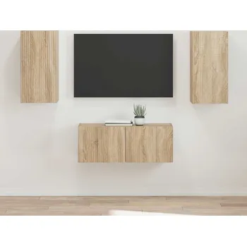 Obývací stěna vidaXL Sestava TV skříněk Nástěnný 2 pcs Sonoma dub kompozitní dřevo [3408963]