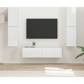 Obývací stěna vidaXL Sestava TV skříněk 6 pcs Vysoce lesklá bílá kompozitní dřevo [3409127]