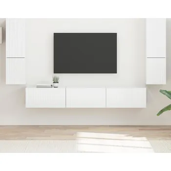 Obývací stěna vidaXL Sestava TV skříněk 4 pcs Vysoce lesklá bílá kompozitní dřevo [3409046]