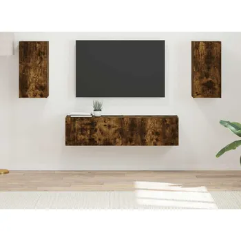 Obývací stěna vidaXL Sestava TV skříněk 4 pcs Kouřový dub kompozitní dřevo [3409155]