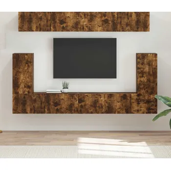 Obývací stěna vidaXL Sestava TV skříněk Nástěnný 5 pcs Kouřový dub kompozitní dřevo [3409092]