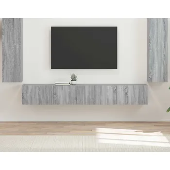 Obývací stěna vidaXL Sada televizního nástěnného kabinetu Nástěnný 4 pcs Šedá Sonoma [3408931]