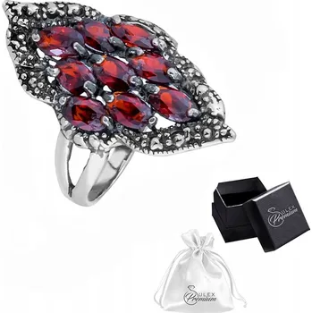 Prsten Prstýnek stříbrný ryzost 925 Exkluzivní prsten s granátovou zirkonií | vel. 23