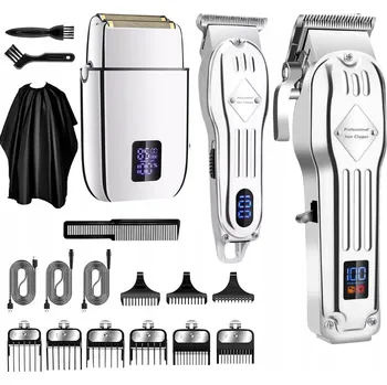 Strojek na vlasy STROJEK ZASTŘIHOVAČ HOLICÍ STROJEK STŘÍBRNÁ SADA PRO STŘÍHÁNÍ VLASŮ PROFESIONÁLNÍ