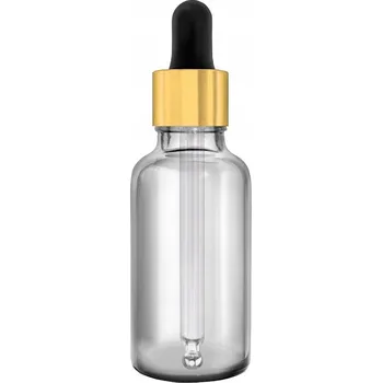 Láhev SKLENĚNÁ LÁHEV 50ML ČIRÁ S PIPETOU ZLATÁ/ČERNÁ