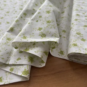 Jemné plátno florální zelený motiv
