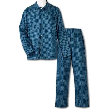 Pánské pyžamo Luiz Plátěné propínací klasické pyžamo Karel modrozelené Barva: modrozelená, Velikost: 54