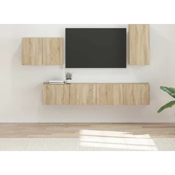 Obývací stěna vidaXL Sada televizního nástěnného kabinetu Nástěnný 4 pcs Sonoma dub [3408936]