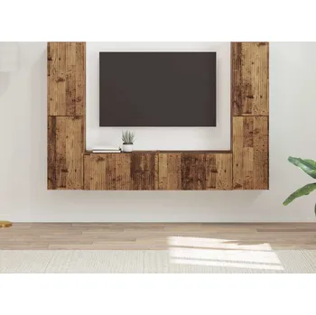 Obývací stěna vidaXL Sestava TV skříněk 6 pcs Staré dřevo kompozitní dřevo [3409112]