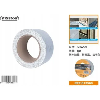 Lepicí páska Rest.aer - Čtvercová hliníková páska s gumovým lepidlem, voděodolná, stříbrná