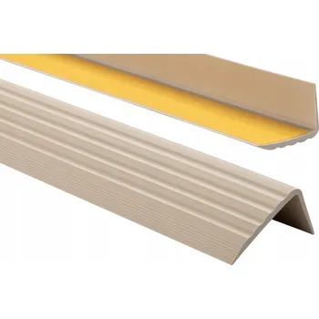 Stavební profil SCHODOVÝ PROFIL PVC Protiskluzový 41x25mm 80cm Béžový SAMOLEPICÍ