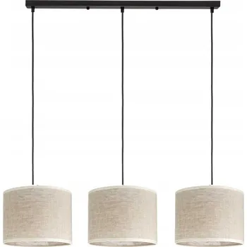 Stojací lampa Trojitá lampa lišta černá stínidlo len přírodní