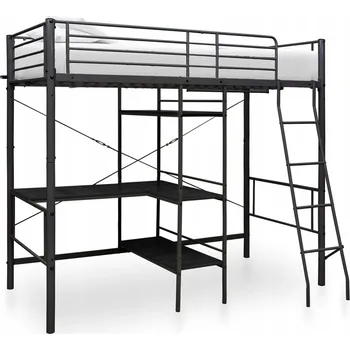 Postel Kovová patrová postel černá 210 x 97,5 x 186 cm
