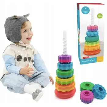 Hračka pro nejmenší Spirálová věž – skládací vzdělávací hračka pro děti, senzorická, +12 měsíců