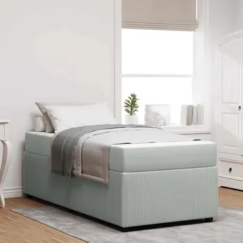 Postel Rám postele s matrací Světle šedý 90 x 200 cm Samet