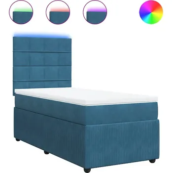 Postel Kontinentální postel 200x100 cm, modrá s LED osvětlením