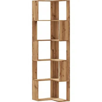 Knihovna Rohová police 5-úrovňová z dřevotřísky, dub artisan, 50x50