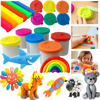 Modelovací hmota Modelína PĚNOVÁ PLASTELÍNA KALÍŠKY 6 barev PLASTICKÁ HMOTA Plastelína