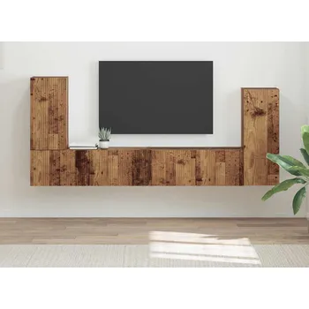 Obývací stěna vidaXL Sestava TV skříněk 4 pcs Staré dřevo kompozitní dřevo [3409121]