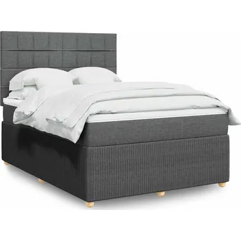 Postel vidaXL Box spring postel s matrací 140x200 cm textil [3294381] Barva: Tmavě šedá