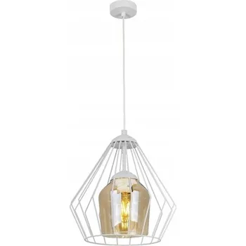 Stojací lampa Bílá lampa s jantarovým stínidlem RIO 1C do kuchyně