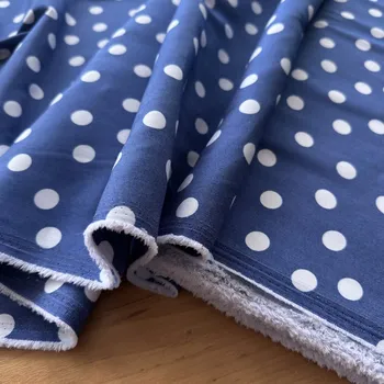 Lehoučký puntíkatý kepr/košilovina modrá bavlna/PES/elastan