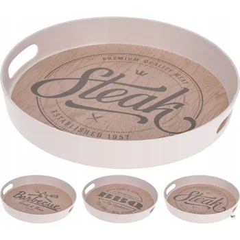 Sada 3 servírovacích táců Excellent Houseware, melamin, 30x4 cm, bílá/hnědá