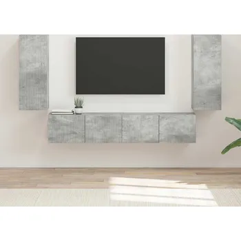 Obývací stěna vidaXL Sada televizního nástěnného kabinetu 4 pcs Betonově šedá [3408919]