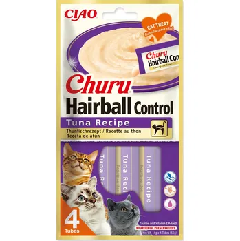 Pamlsek pro kočku Pochoutka Churu Hairball tuňák 4x14g-KS