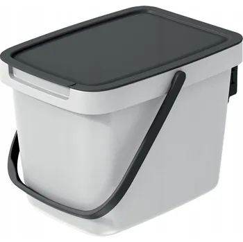 Odpadkový koš ODPADKOVÝ KOŠ KUCHYŇSKÝ S VÍKEM A UCHEM ŠEDÝ 6L BIO
