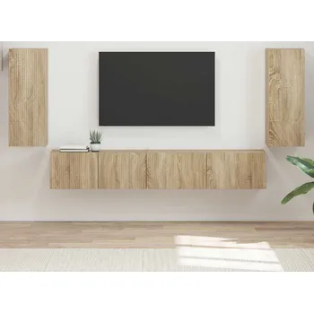 Obývací stěna vidaXL Sestava TV skříněk 4 pcs Sonoma dub kompozitní dřevo [3409161]