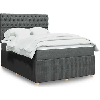 Postel vidaXL Box spring postel s matrací 140x200 cm textil [3294388] Barva: Tmavě šedá