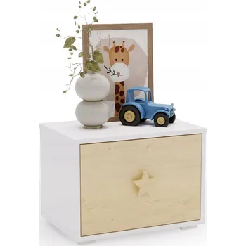 Noční stolek Noční stolek stolek PUFFI Nakastlik šuplík barva bílý javor