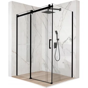 Sprchový kout obdélníkový posuvný černý 120x80cm sklo 8mm + povrchová úprava