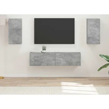 Obývací stěna vidaXL Sestava TV skříněk 4 pcs Betonově šedá kompozitní dřevo [3409153]