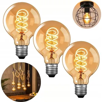 Žárovka 3 ks LED žárovka E27 Filament 4W Edison Dekorativní G80 ozdobná velký závit
