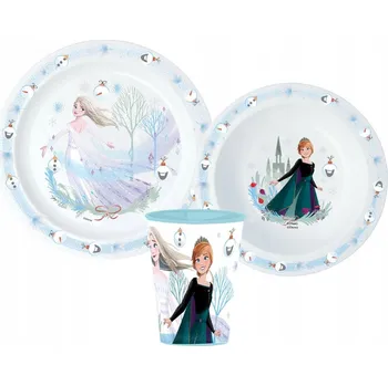 Sada nádobí Sada nádobí Disney Frozen Royally Cool, mikroplast, se sklem 260 ml