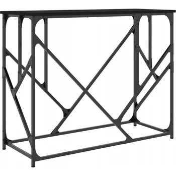 Konferenční stolek Konzolový stolek černý 100 x 40 x 80 cm, kovový rám, dřevěný kompozit